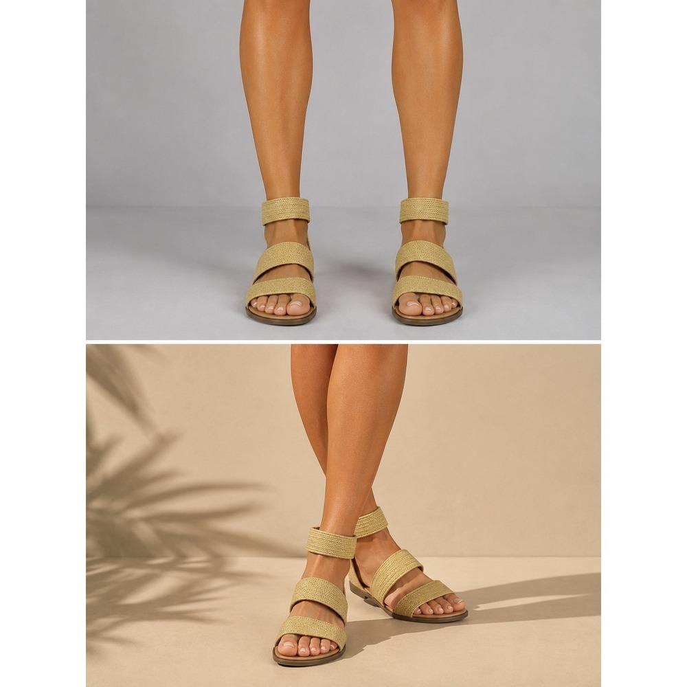 Steve Madden Women's Raffia Ankle Strap‎ Sandals Beige Size 10M
